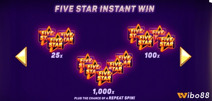 Biểu tượng Five Star là biểu tượng Scatter trong game